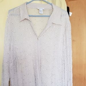 Plus Size Beige Silk Blouse Shell